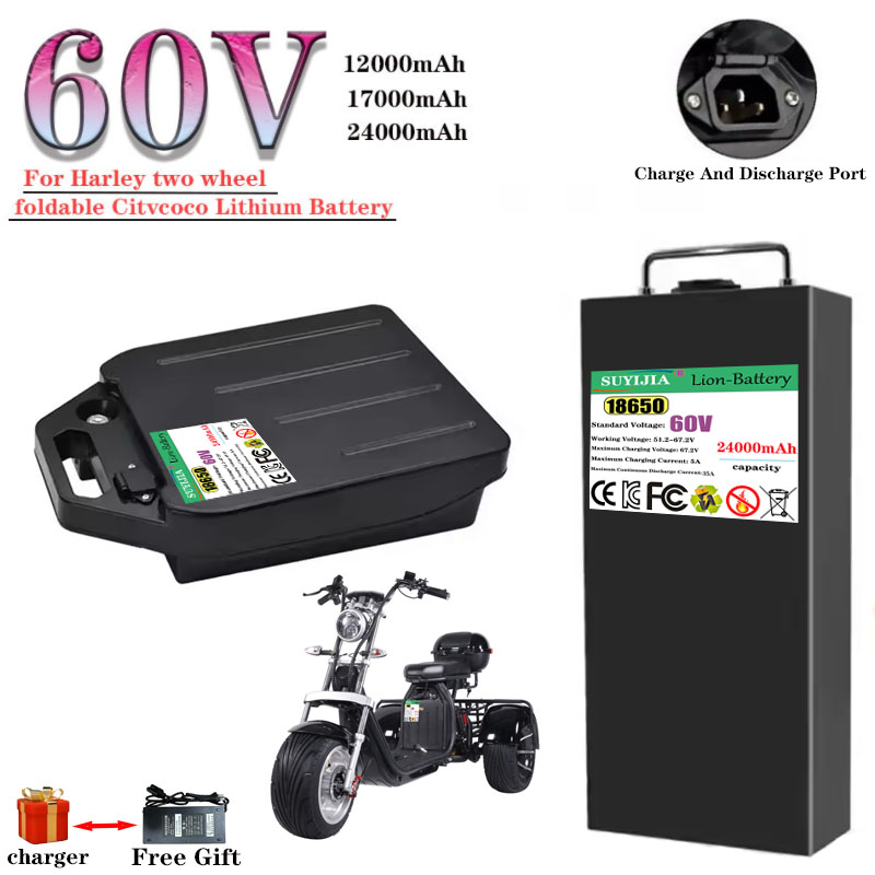 60V 50Ah Electric Scooter Battery - HarleyBatteryCitycocoElectricBattery 60V 12Ah/17Ah/24Ah für 250W~1000W Harley